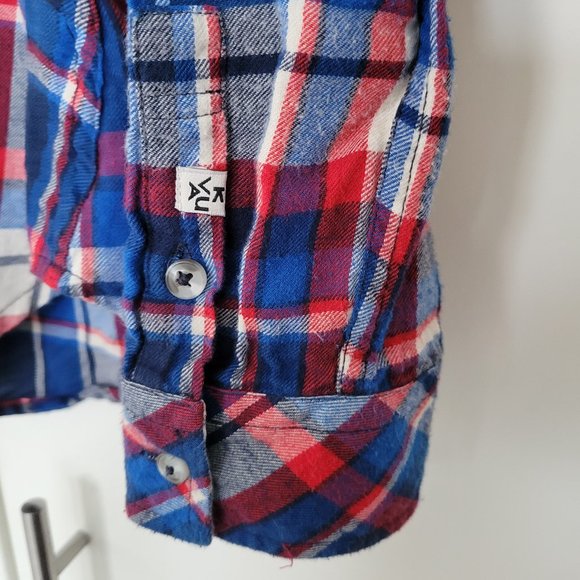 Kavu Plaid Flannel Long Sleeve Shirt - Medium - Blue/red/white - Picture 7 of 10